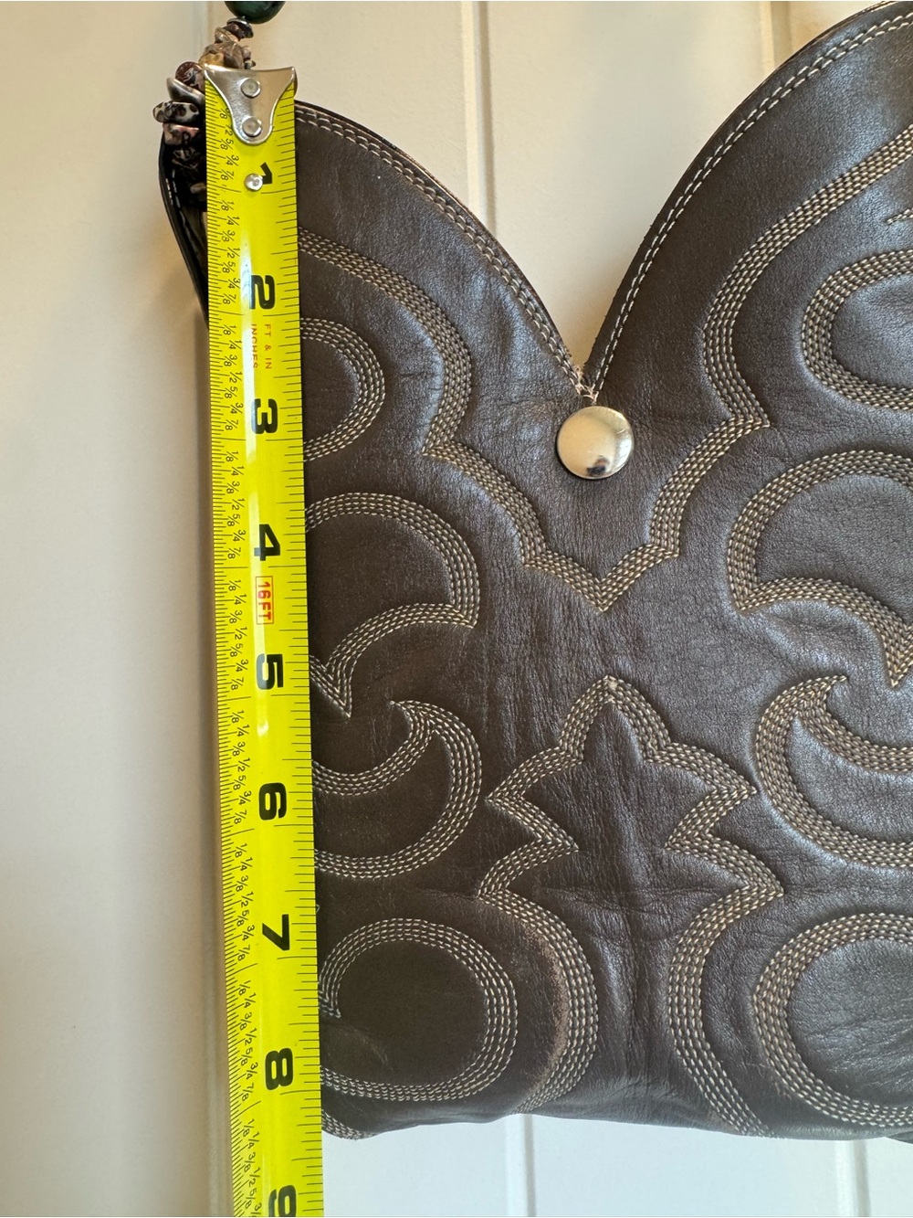 Justin boots Brown Leather  Bag with Beaded Strap - Picture 11 of 11
